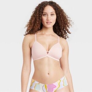 Auden women’s cotton lightly lined wire free plunge bra 36D